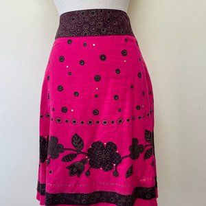 Cotten Linen Block Print Pink Skirt
